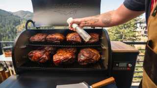 Meat cooked on a Traeger grill