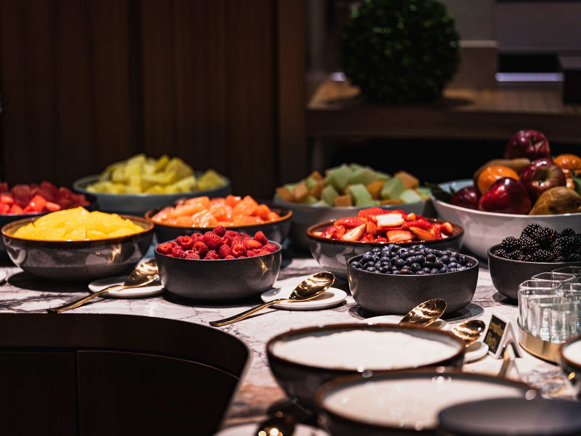 Best brunch in Toronto | A spread of fruit at Reign's buffet brunch