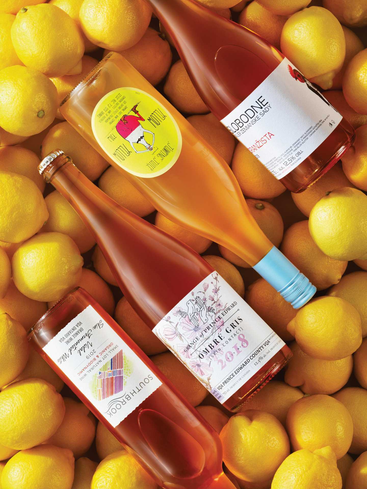 Natural wine Toronto | Assortment of orange/skin contact wine