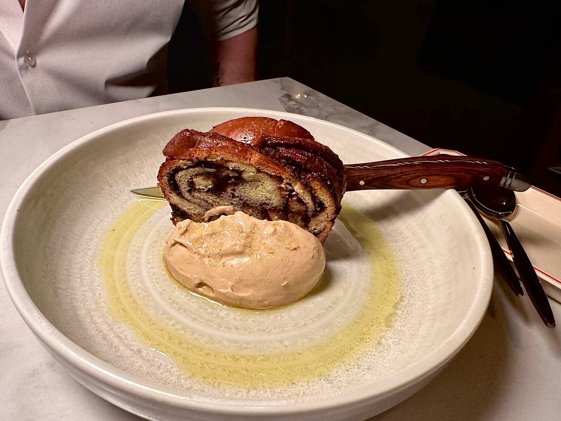 Chocolate babka at The Hamptons restaurant in Toronto