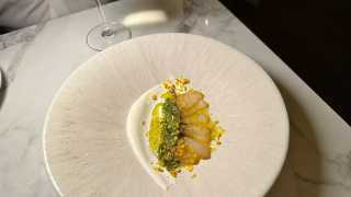 Smoked scallop crudo at The Hamptons restaurant in Toronto