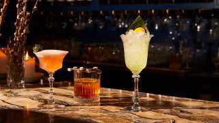 Cocktails sit on the bar at Prequel and Co. Apothecary, Frankie Solarik's new bar