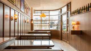 Inside the dining room at The Wood Owl on the Danforth