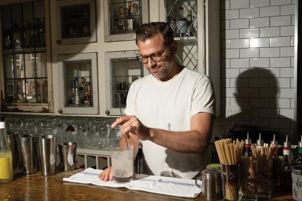 David Greig stirs up a drink at Cocktail Bar