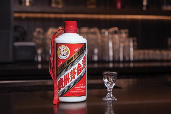 Baijiu in Toronto | A bottle of baijiu on the bar at Hong Shing