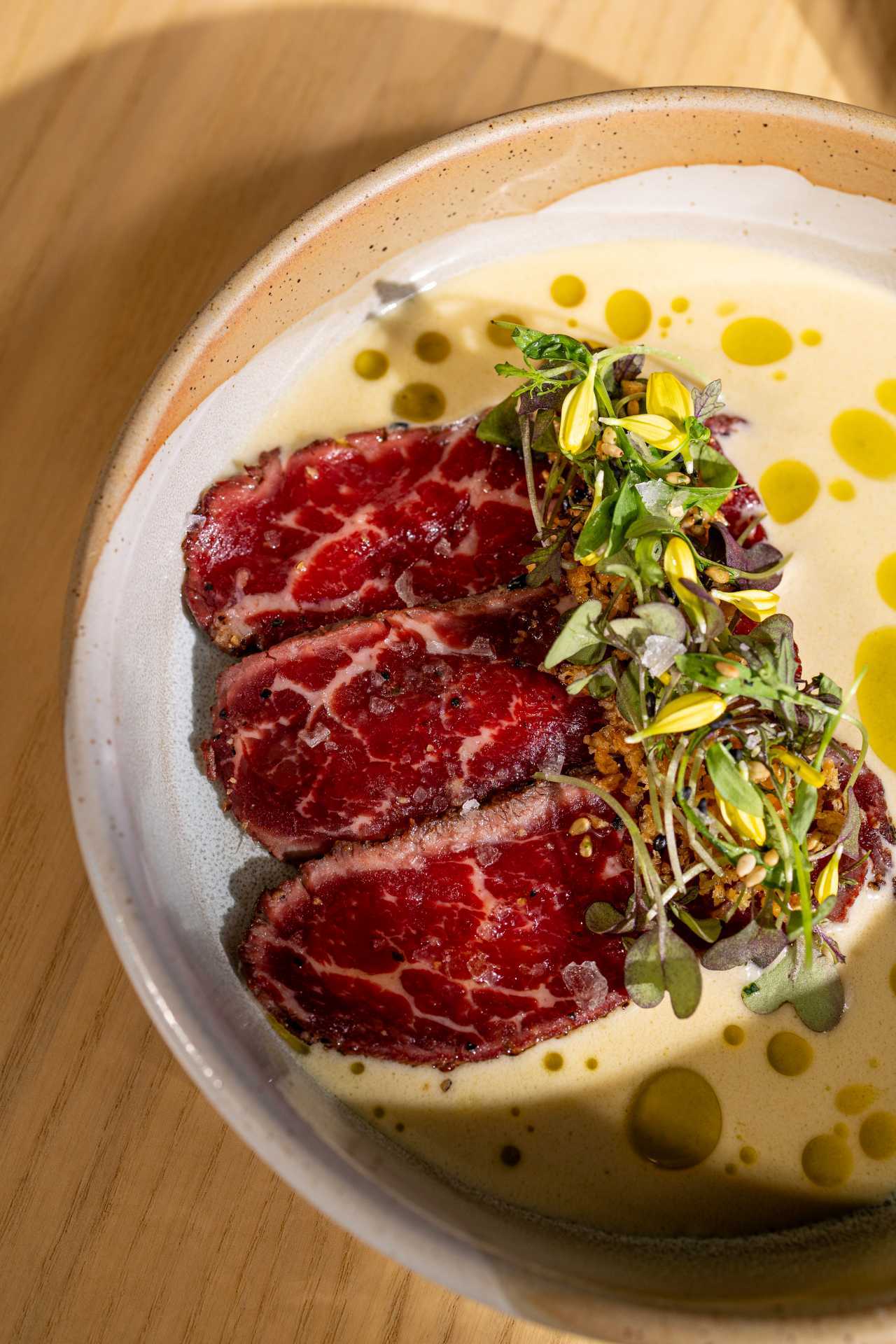 Wagyu beef tataki at AP Restaurant in Toronto