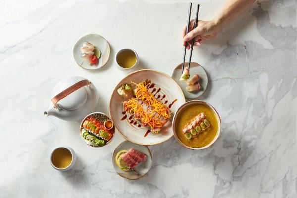 A spread of dishes at AP Restaurant in Toronto